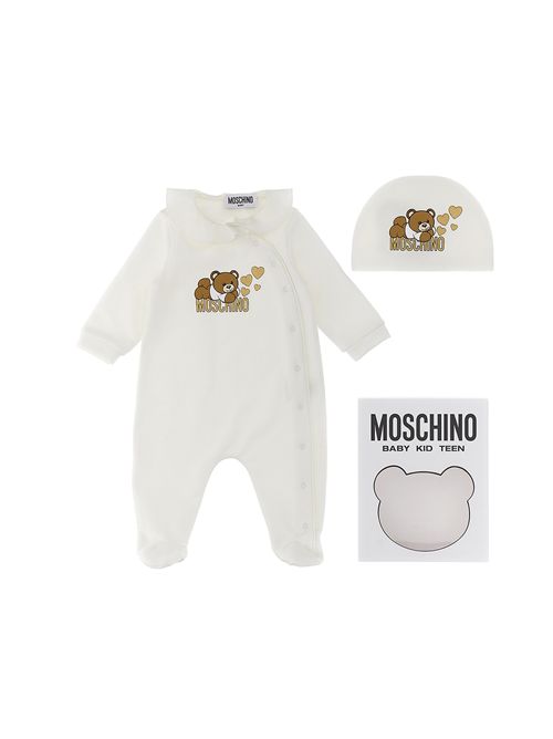 tutina e berretto bambino bianco MOSCHINO KIDS | MDY016LCA80/10063